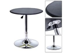 Table De Bar Table Bistro Chic Style Contemporain Table Ronde Hauteur Réglable 67-93 Cm Ø 63 Cm Plateau Pivotant 360° Métal Chromé PVC Noir -Meubles Soldes Boutique table a manger 9540791