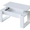 Table Basse à Plateau Relevable Coloris Blanc Artic - Longueur 102 X Profondeur 50 X Hauteur 43/54 Cm -Meubles Soldes Boutique table basse 10151481