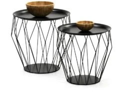 Set De 2 Tables Basses Kabul, Plateau En Noir Et Structure En Métal En Noir 9 Set De 2 Tables Basses Kabul, Plateau En Noir Et Structure En Métal En Noir -Meubles Soldes Boutique table basse 10585607
