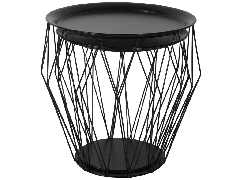 Set De 2 Tables Basses Kabul, Plateau En Noir Et Structure En Métal En Noir 7 Set De 2 Tables Basses Kabul, Plateau En Noir Et Structure En Métal En Noir – Image 5