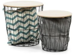 Set De 2 Tables Basses Guili,Plateau En Placage De Bois Naturel Et Structure En Métal -Meubles Soldes Boutique table basse 10760783