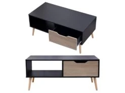 Table Basse Avec Tiroir Style Scandinave Noire FREJA - HAPPY GARDEN -Meubles Soldes Boutique table basse 10779751