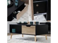 Table Basse Avec Tiroir Style Scandinave Noire FREJA - HAPPY GARDEN -Meubles Soldes Boutique table basse 10779753