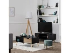 Table Basse Avec Tiroir Style Scandinave Noire FREJA - HAPPY GARDEN -Meubles Soldes Boutique table basse 10779757