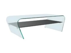 Ensemble Table Basse Transparent Et Noir KELLY Et Tapis Shaggy Anthracite DOLCE -Meubles Soldes Boutique table basse 10914663