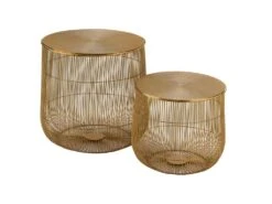 Tables Gigognes Rondes Panier Métal Or - HERAKLION