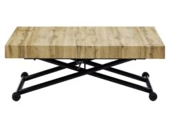 Table Extensible Et Relevable 2 En 1 - MDF Et Acier - Naturel Et Noir - MORIALA -Meubles Soldes Boutique table basse 11258017
