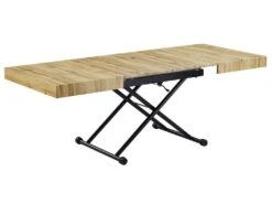 Table Extensible Et Relevable 2 En 1 - MDF Et Acier - Naturel Et Noir - MORIALA -Meubles Soldes Boutique table basse 11258019