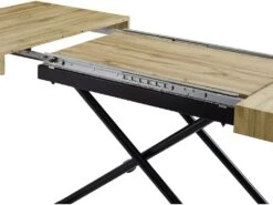 Table Extensible Et Relevable 2 En 1 - MDF Et Acier - Naturel Et Noir - MORIALA -Meubles Soldes Boutique table basse 11258025