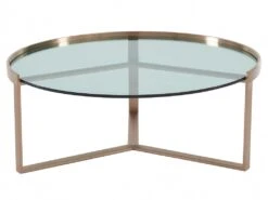 Tables Basses Gigognes En Verre Trempé Et Acier Inoxydable - Transparent Et Cuivré - BASERI -Meubles Soldes Boutique table basse 12348999