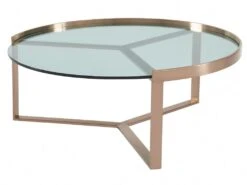 Tables Basses Gigognes En Verre Trempé Et Acier Inoxydable - Transparent Et Cuivré - BASERI -Meubles Soldes Boutique table basse 12349007