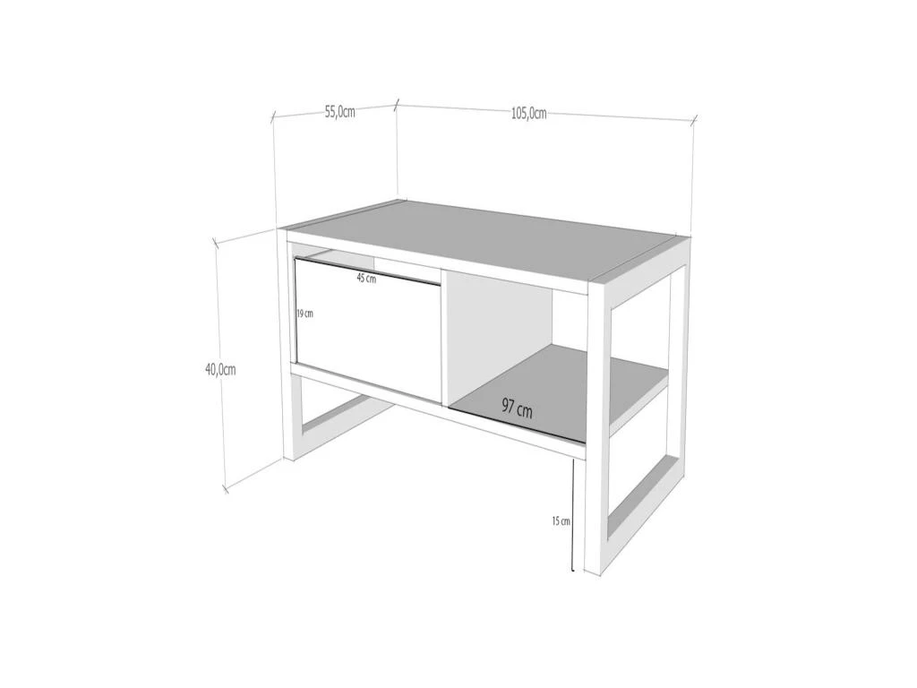 Tables Basses Tajo, Structure Et Le Support Fabriquées En Métal En Couleur Pin Atlantique Noir. 105x40x55cm 6 Tables Basses Tajo, Structure Et Le Support Fabriquées En Métal En Couleur Pin Atlantique Noir. 105x40x55cm – Image 4