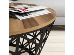 Table D’appoint Ganges Design Panneau De Particules Plaqué Mélaminé En Couleur Nogal Noir. 90x90x38cm -Meubles Soldes Boutique table basse 12359051