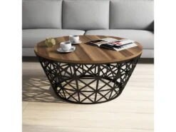 Table D’appoint Ganges Design Panneau De Particules Plaqué Mélaminé En Couleur Nogal Noir. 90x90x38cm -Meubles Soldes Boutique table basse 12359055