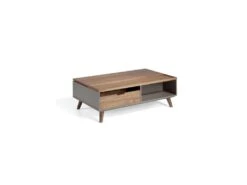 Table Basse Relevable 1 Tiroir Noyer/Laque Moka - AMBES