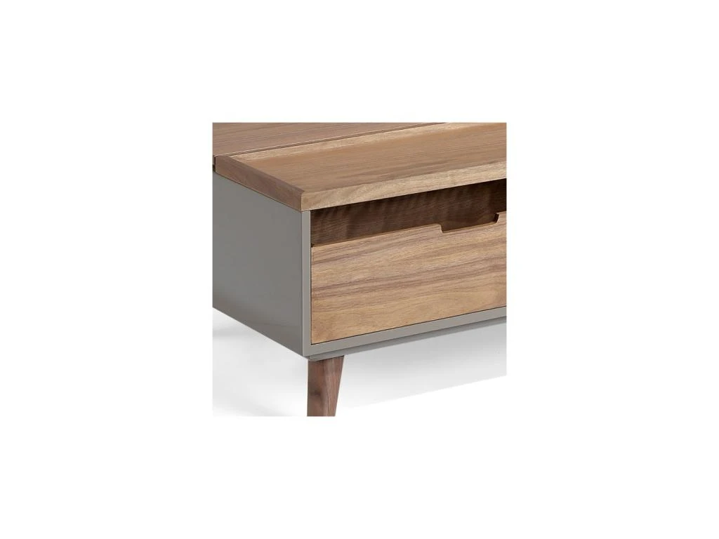 Table Basse Relevable 1 Tiroir Noyer/Laque Moka - AMBES 4 Table Basse Relevable 1 Tiroir Noyer/Laque Moka - AMBES – Image 2