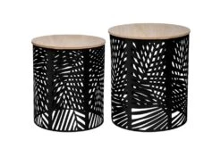 Lot De 2 Tables Basses Noires D'appoint Dimensions : 35x35x40 Cm