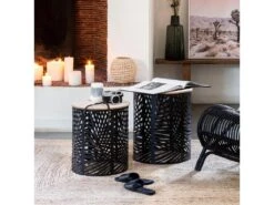 Lot De 2 Tables Basses Noires D'appoint Dimensions : 35x35x40 Cm -Meubles Soldes Boutique table basse 12988609