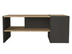 Table Basse Avec Rangements - Anthracite Et Naturel - VELKAN 14 Table Basse Avec Rangements - Anthracite Et Naturel - VELKAN -Meubles Soldes Boutique table basse 13081269