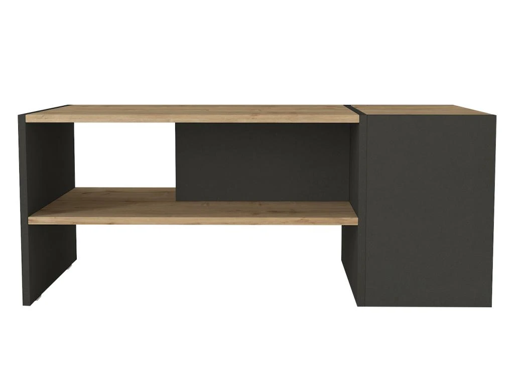 Table Basse Avec Rangements - Anthracite Et Naturel - VELKAN 7 Table Basse Avec Rangements - Anthracite Et Naturel - VELKAN – Image 5