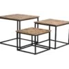 Bobokan - 3 Tables Basses Gigognes Carrées En Métal Et Teck Recyclé - Couleur - Bois Clair / Noir -Meubles Soldes Boutique table basse 13287785