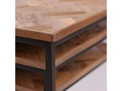 Bobokan - 3 Tables Basses Gigognes Carrées En Métal Et Teck Recyclé - Couleur - Bois Clair / Noir -Meubles Soldes Boutique table basse 13287793