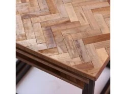 Bobokan - 3 Tables Basses Gigognes Carrées En Métal Et Teck Recyclé - Couleur - Bois Clair / Noir -Meubles Soldes Boutique table basse 13287795