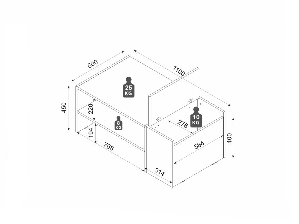 Table Basse Avec Rangements - Anthracite Et Naturel - VELKAN 10 Table Basse Avec Rangements - Anthracite Et Naturel - VELKAN – Image 8