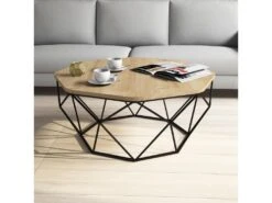 Table D’appoint Ganges Design Panneau De Particules Plaqué Mélaminé En Couleur Chêne, 90x38x90 -Meubles Soldes Boutique table basse 14280219