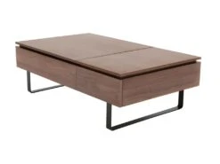 Table Basse Avec Plateau Relevable Et 1 Tiroir En MDF Et Métal - Naturel Foncé - DALAHO -Meubles Soldes Boutique table basse 14370905