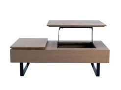 Table Basse Avec Plateau Relevable Et 1 Tiroir En MDF Et Métal - Naturel Foncé - DALAHO -Meubles Soldes Boutique table basse 14370917