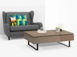 Table Basse Avec Plateau Relevable Et 1 Tiroir En MDF Et Métal - Naturel Foncé - DALAHO -Meubles Soldes Boutique table basse 14370933