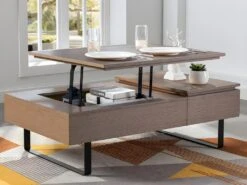 Table Basse Avec Plateau Relevable Et 1 Tiroir En MDF Et Métal - Naturel Foncé - DALAHO -Meubles Soldes Boutique table basse 14370941