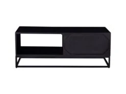 Table Basse Avec 1 Tiroir Et 1 Niche En Bois D'acacia Et Métal - Naturel Foncé Et Noir - ALYONA -Meubles Soldes Boutique table basse 16581727