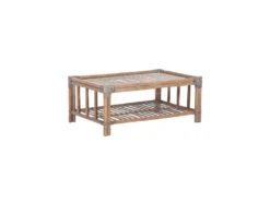 Table Basse Rectangulaire Verre/Rotin - PUREZA