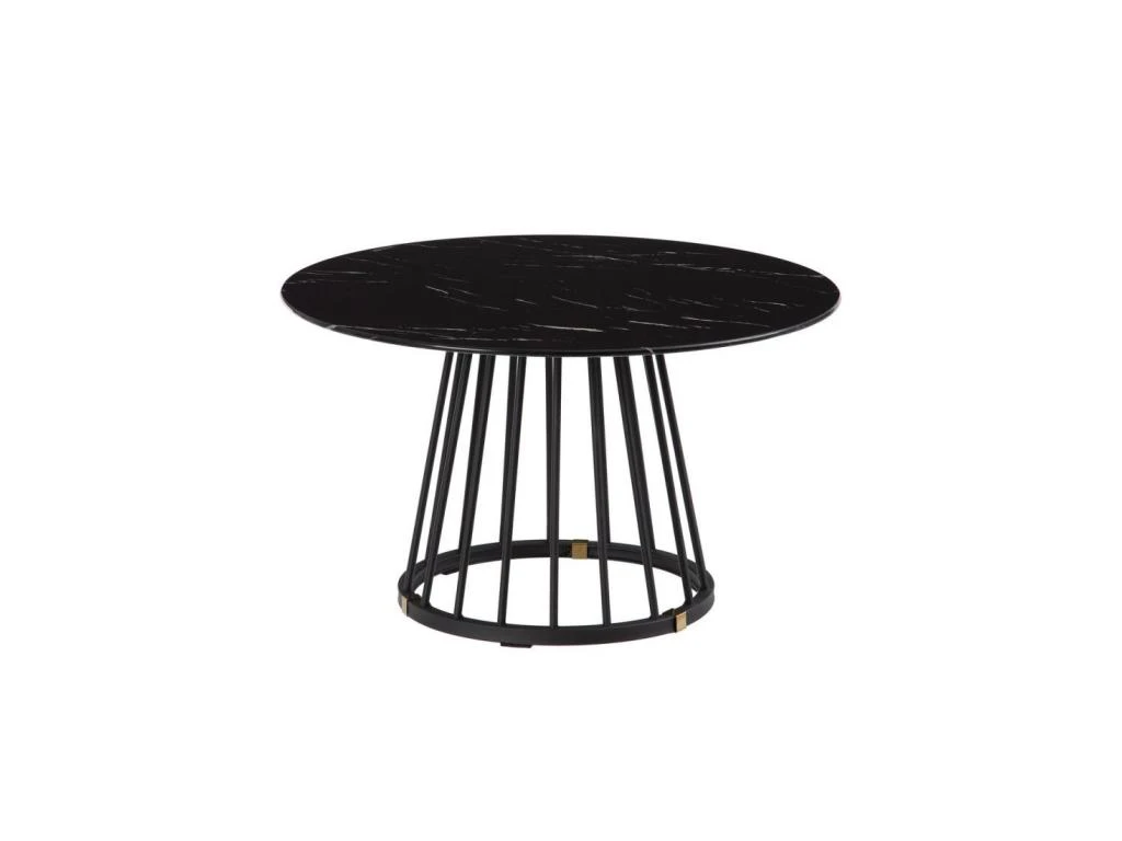 Table Basse Ronde Effet Marbre Noir - RAYMONDE 3 Table Basse Ronde Effet Marbre Noir - RAYMONDE