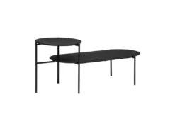 Table Basse 2 Niveaux En Métal Et Bois Noir 118 X 43 Cm