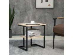 Table D'appoint 2 Plateaux FLORENCE Bois Et Métal Noir 10 Table D'appoint 2 Plateaux FLORENCE Bois Et Métal Noir -Meubles Soldes Boutique table basse 19186097