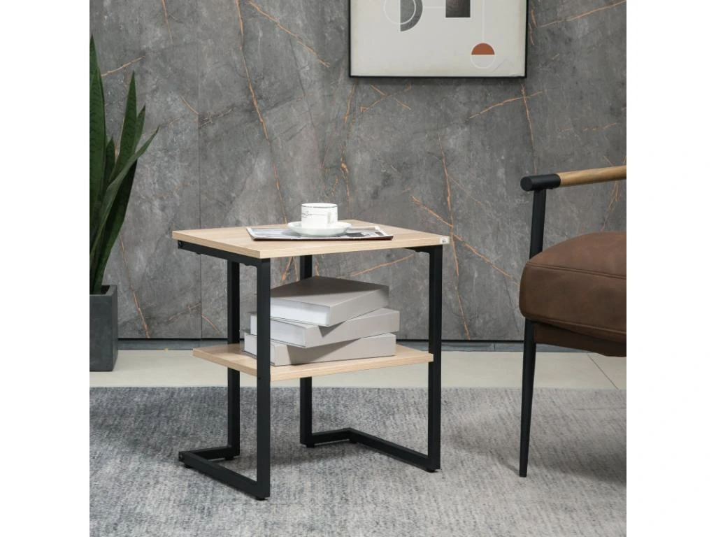 Table D'appoint 2 Plateaux FLORENCE Bois Et Métal Noir 6 Table D'appoint 2 Plateaux FLORENCE Bois Et Métal Noir – Image 4