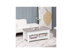 Table Basse Relevable ULYSSE Blanc Et Aspect Marbre -Meubles Soldes Boutique table basse 19186403