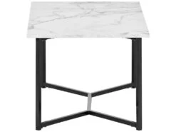 Table Basse Scandinave Avec Effet Marbre - Base En Métal - Blanc 10 Table Basse Scandinave Avec Effet Marbre - Base En Métal - Blanc -Meubles Soldes Boutique table basse 21134475