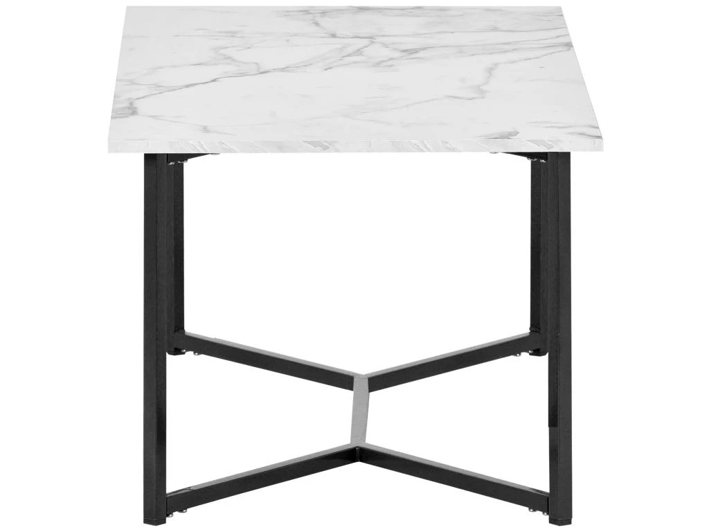 Table Basse Scandinave Avec Effet Marbre - Base En Métal - Blanc 6 Table Basse Scandinave Avec Effet Marbre - Base En Métal - Blanc – Image 4