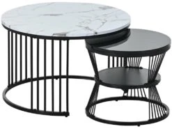 Lot De 2 Tables Basses Gigognes - Style Scandinave - Placage De Marbre - Noir 9 Lot De 2 Tables Basses Gigognes - Style Scandinave - Placage De Marbre - Noir -Meubles Soldes Boutique table basse 21134727