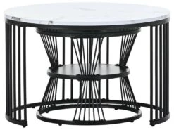 Lot De 2 Tables Basses Gigognes - Style Scandinave - Placage De Marbre - Noir 10 Lot De 2 Tables Basses Gigognes - Style Scandinave - Placage De Marbre - Noir -Meubles Soldes Boutique table basse 21134729