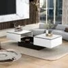 Table Basse Extensible Avec Coffre De Rangement - Table Coulissante - Blanc -Meubles Soldes Boutique table basse 21134787