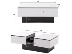 Table Basse Extensible Avec Coffre De Rangement - Table Coulissante - Blanc -Meubles Soldes Boutique table basse 21134795