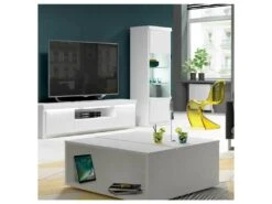 Table Basse Relevable Blanc Laqué/ Leds - ESPRIT