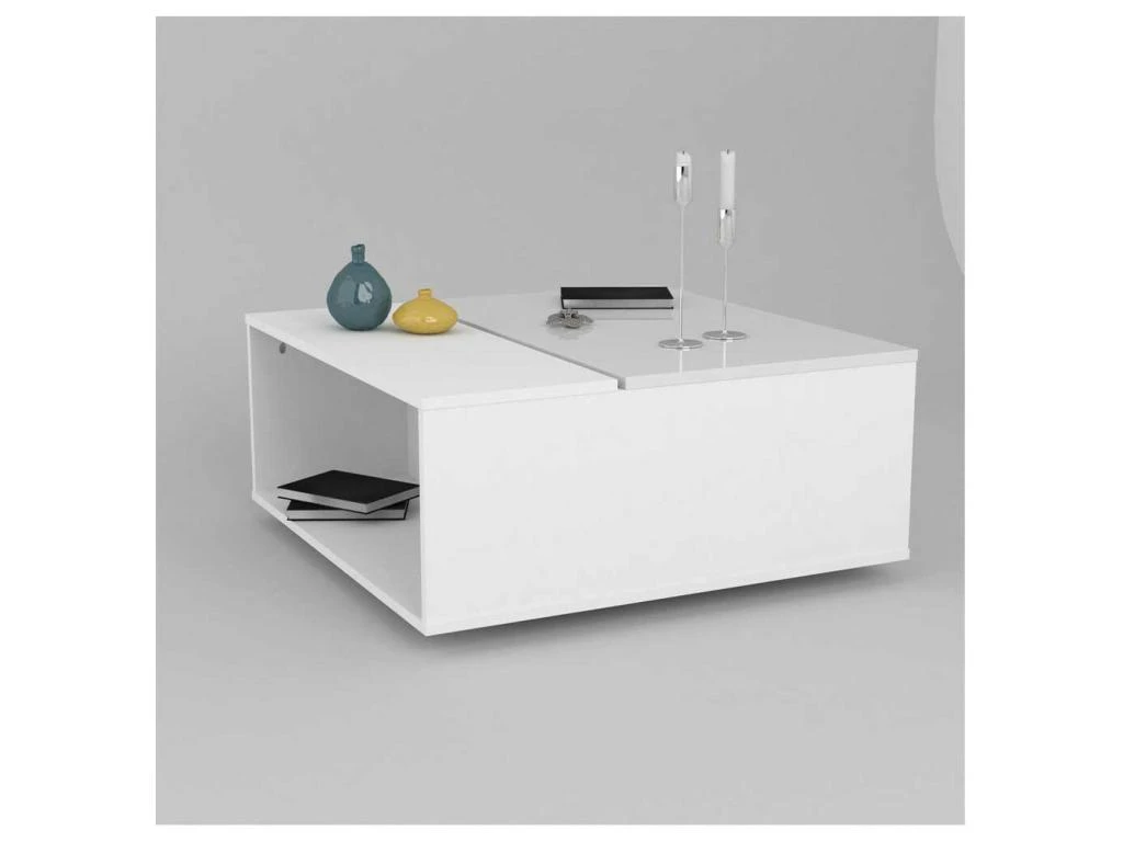 Table Basse Relevable Blanc Laqué/ Leds - ESPRIT 6 Table Basse Relevable Blanc Laqué/ Leds - ESPRIT – Image 4