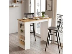 Table Haute Style Yurupa - Venprodin - Pin 120 Cm - Blanc -Meubles Soldes Boutique table basse 21306727