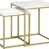 Lot De 2 Tables Gigognes VOLOS Aspect Marbre Et Doré 2 Lot De 2 Tables Gigognes VOLOS Aspect Marbre Et Doré -Meubles Soldes Boutique table basse 21987523